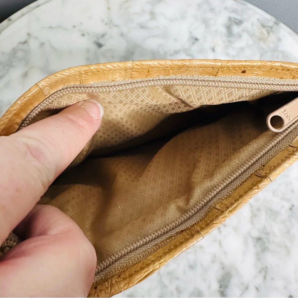 Vintage Eel Skin Zip Pouch or Clutch in Camel